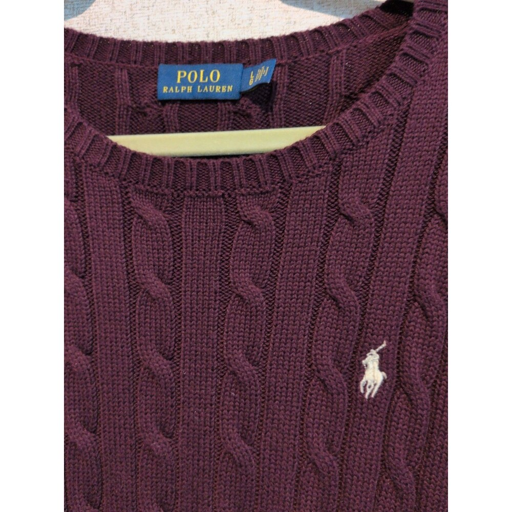 Women’s Polo Ralph Lauren Purple Crewneck Cotton Sweater Size Large - Picture 2 of 6